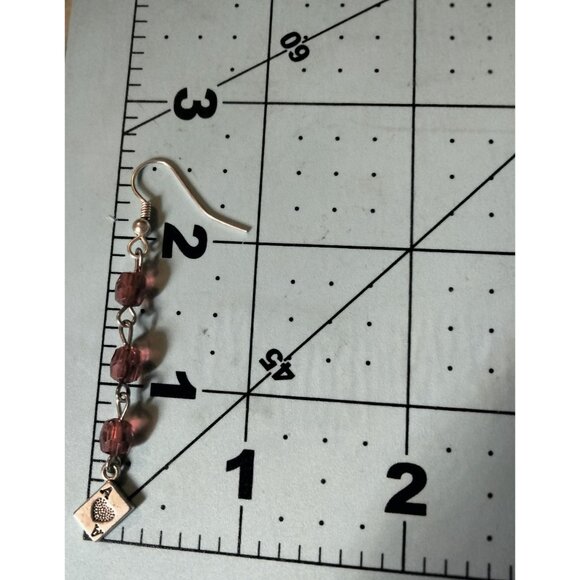 Ace Of Hearts Dangle Earrings Red Beads Silver Charm Good Luck Valentine - Picture 3 of 6